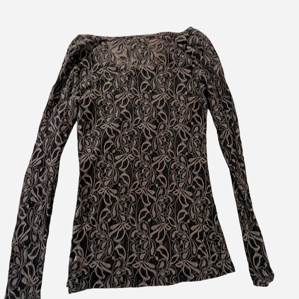 Sheer Black Lace Long Sleeve Top